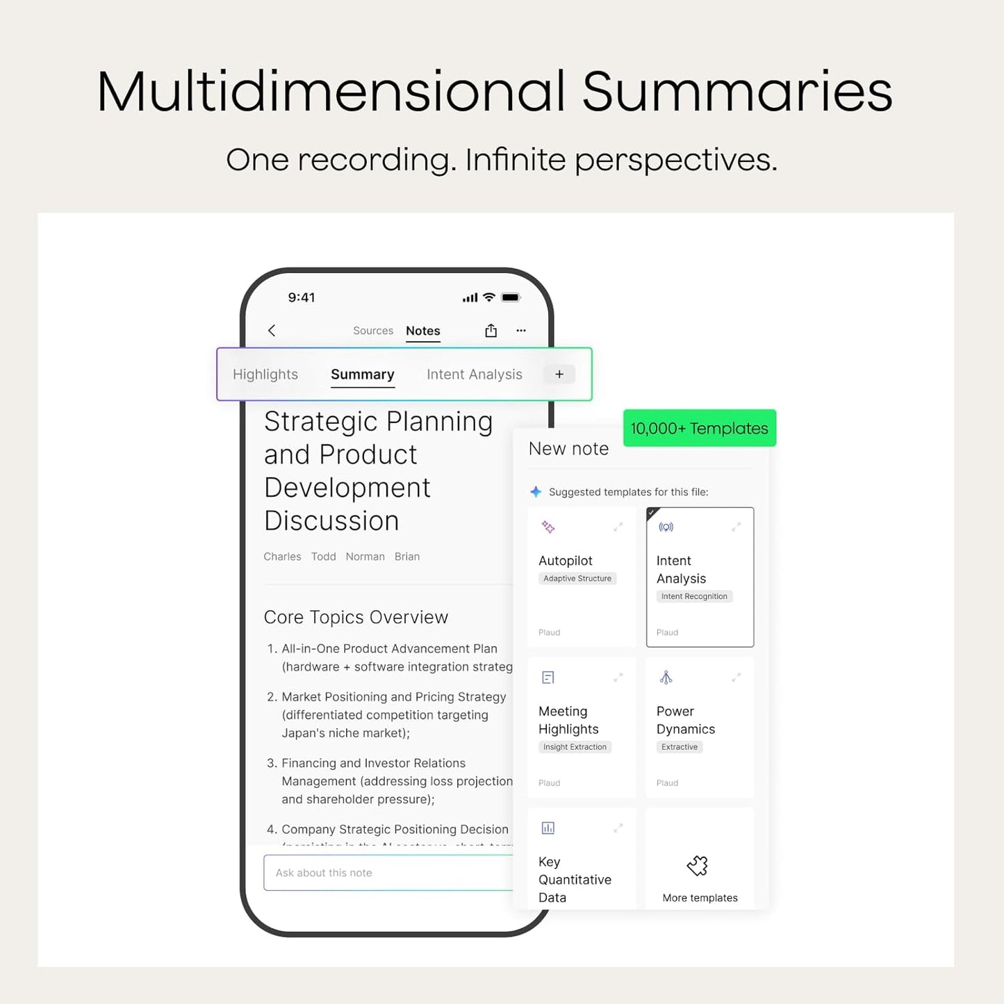 Grabadora de voz con IA Plaud Note Pro, transcribe y resume con el sistema de toma de notas con IA para reuniones y llamadas, profesionales y equipos