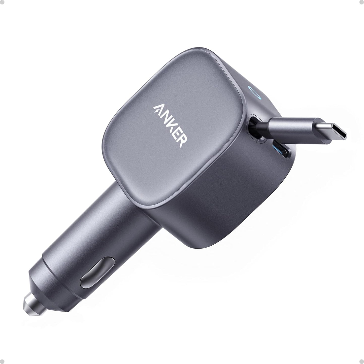 Anker Retractable USB-C Car Charger, 75W Max Fast Charging