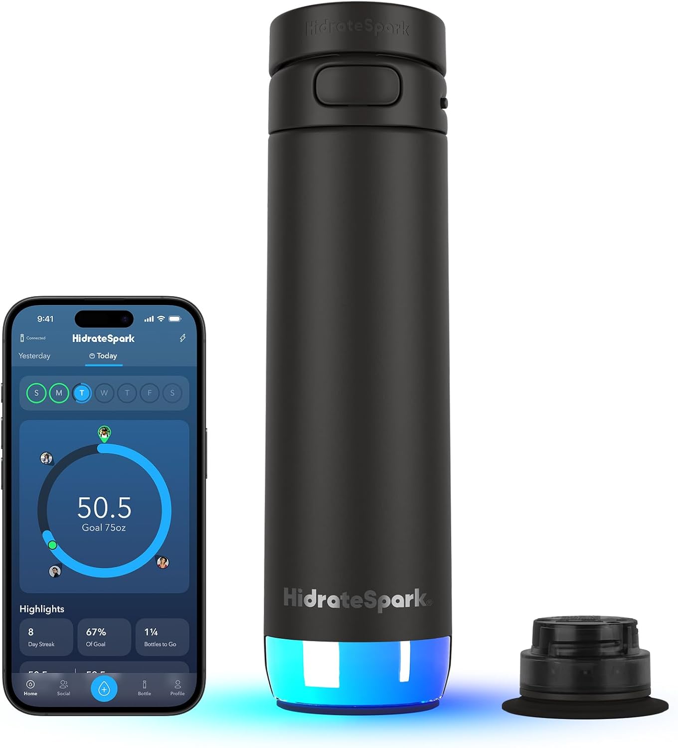Hidrate Spark PRO 2 Botella de agua inteligente de acero inoxidable aislado de 21 onzas