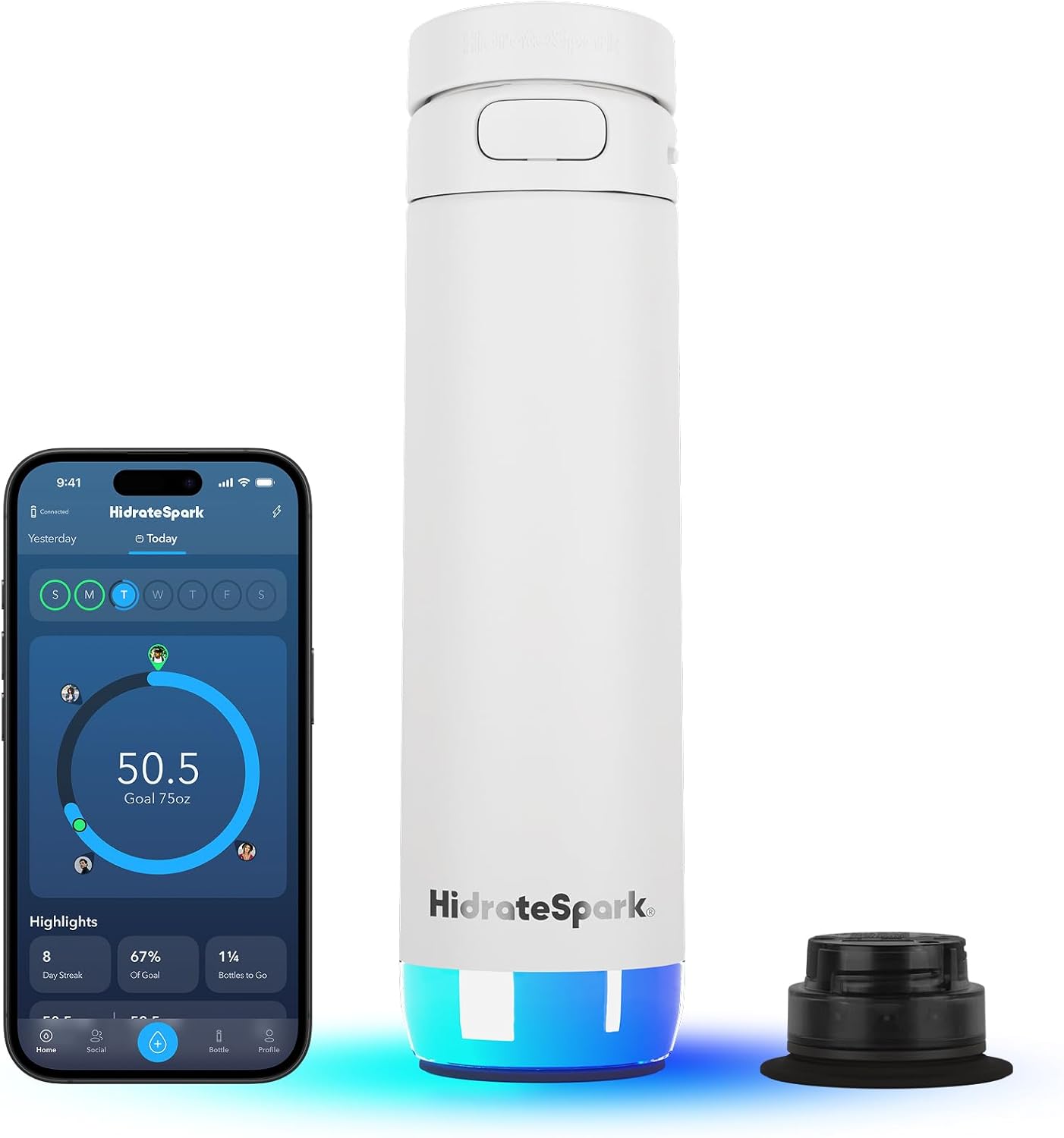 Hidrate Spark PRO 2 Botella de agua inteligente de acero inoxidable aislado de 21 onzas