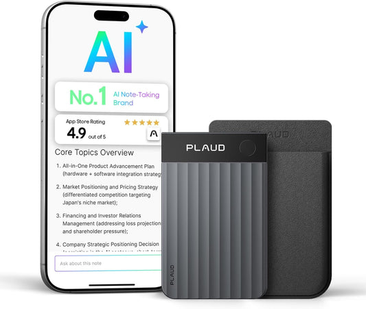 Grabadora de voz con IA Plaud Note Pro, transcribe y resume con el sistema de toma de notas con IA para reuniones y llamadas, profesionales y equipos