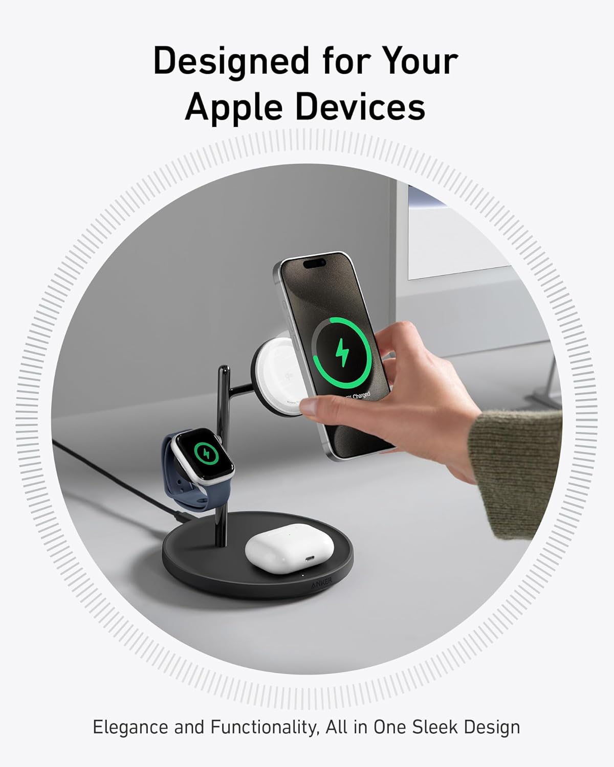 Anker MagGo Soporte de carga inalámbrico 3 en 1 compatible MagSafe