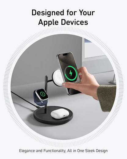 Anker MagGo Soporte de carga inalámbrico 3 en 1 compatible MagSafe